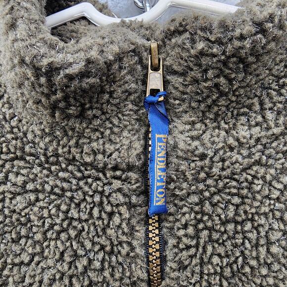 Pendleton Sweater Mens XL Brown 1/4 Zip Pullover Sherpa Drawcord Hem Outdoors - Picture 2 of 9